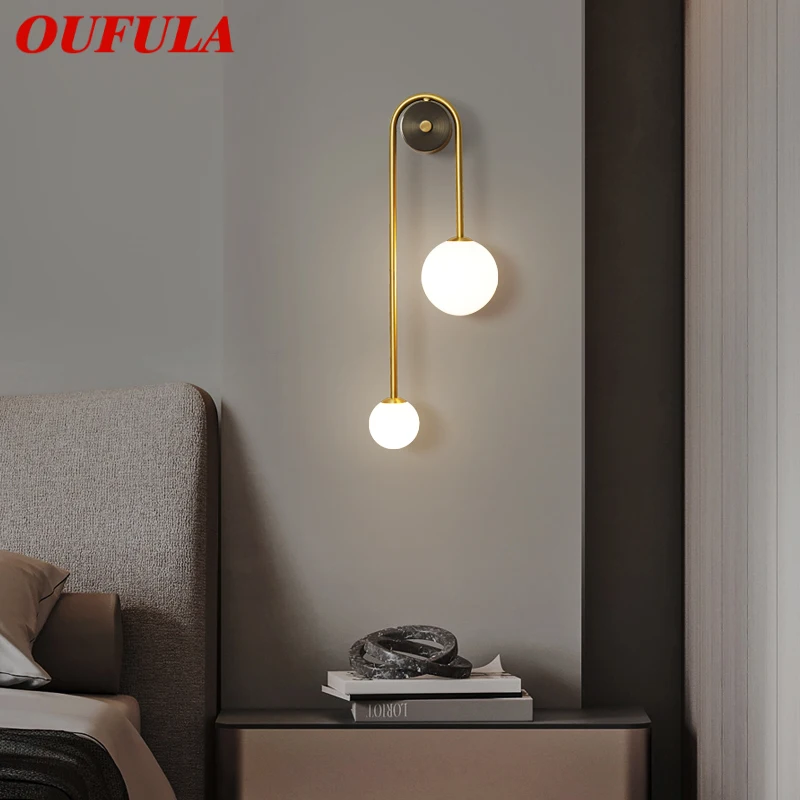 

OUFULA Modern Brass Wall Lamp LED Creative Gold Copper Sconce Light For Decor Home Living Room Bedroom Bedside