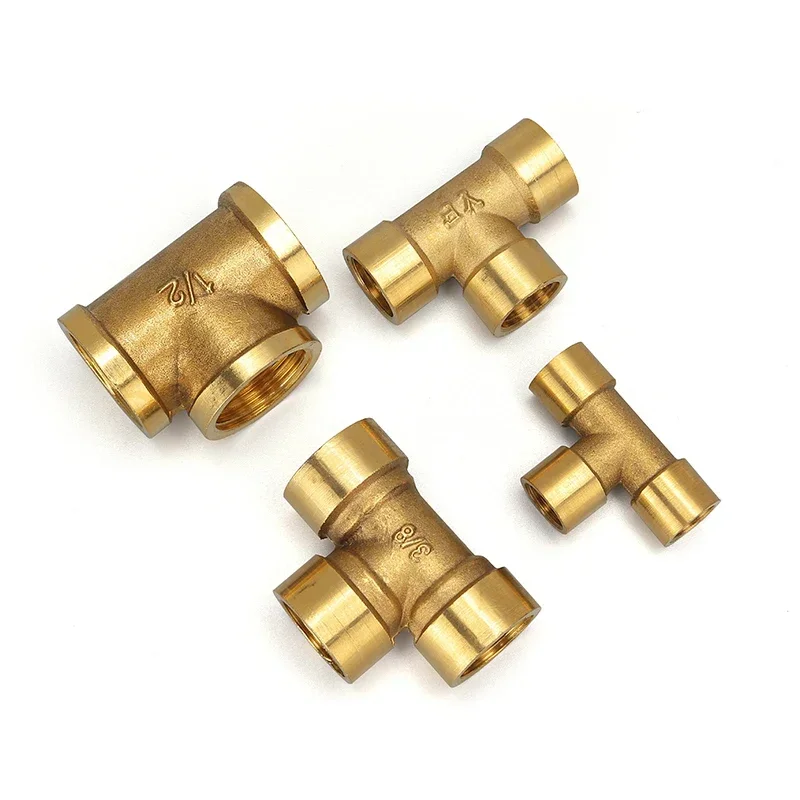 Tee Type Brass Pipe Fitting Adapter Coupler Connector For Water Fuel Gas 1/8" 1/4" 3/8" 1/2" 3/4" 1"BSP Female Thread 3 Way pipe fitting tee adapter