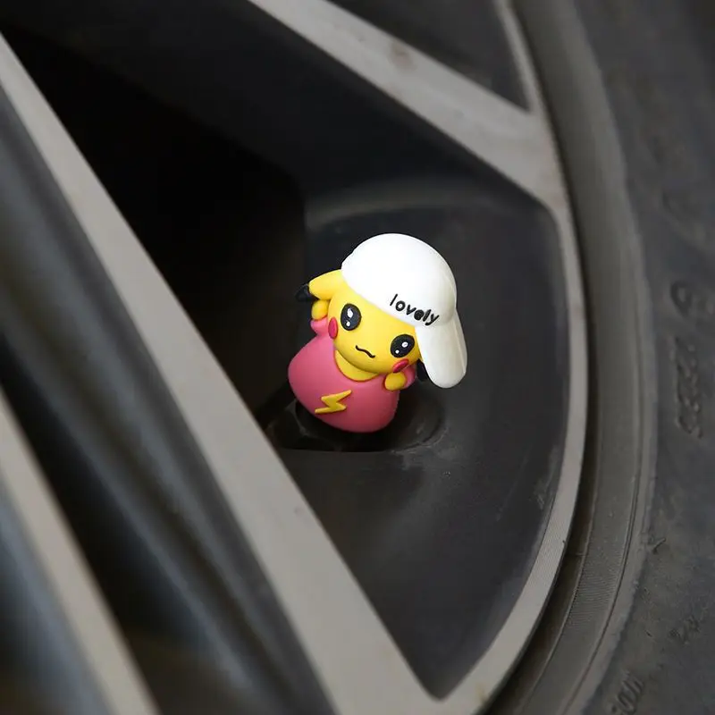 

Pokemon Pikachu Car Tyre Valve Cover Doraemon Car Tyre Dustproof Waterproof Cover Suitable for Car Motorcycle Car Accessories
