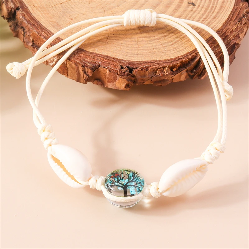Mode Glas Ball Getrocknete Blume Armband für Frauen Handgemachte String Shell Armband Mädchen Party Urlaub Schmuck Geschenke – Detail 10