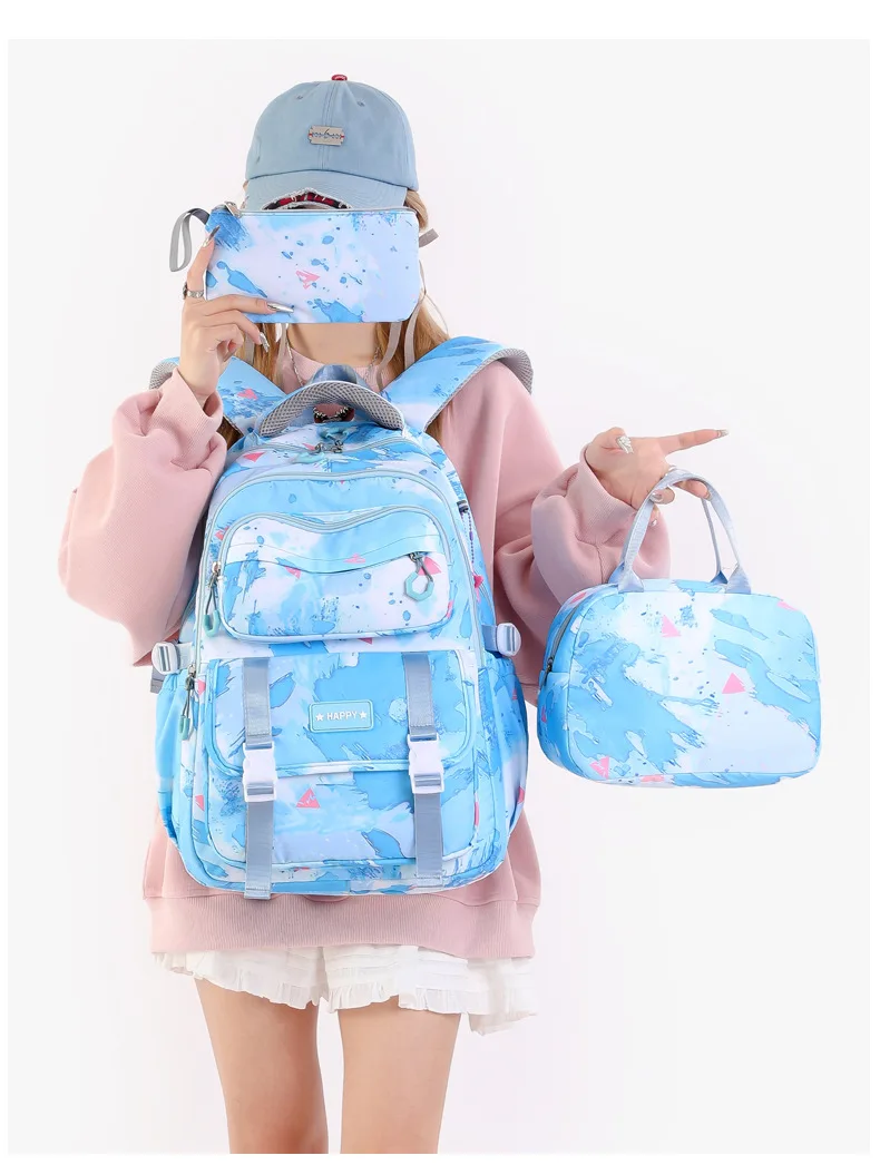 3 PCS Camouflage Design Kids Backpacks for Girls School Bag with Lunch Box purse Cute Bookbag Kids Backpack waterproof schoolbag 4
