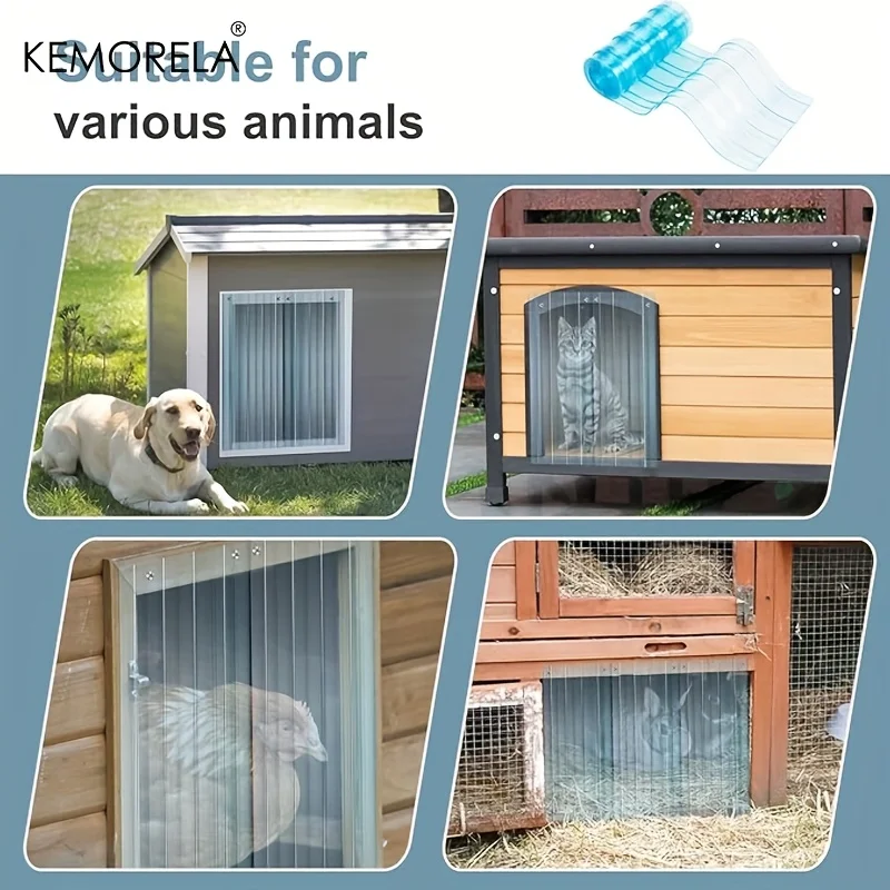 KEMORELA Pet House Door Curtain Dog Door Replacement Strips Plastic Vinyl Strips For Diy Doggie Or Cat Clear Pvc Flap
