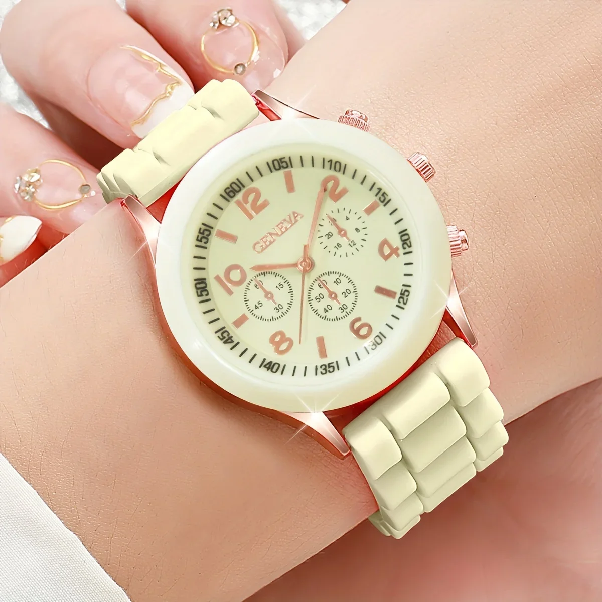 14 piece women's fashionable quartz watch set - candy colored silicone strap, digital display,