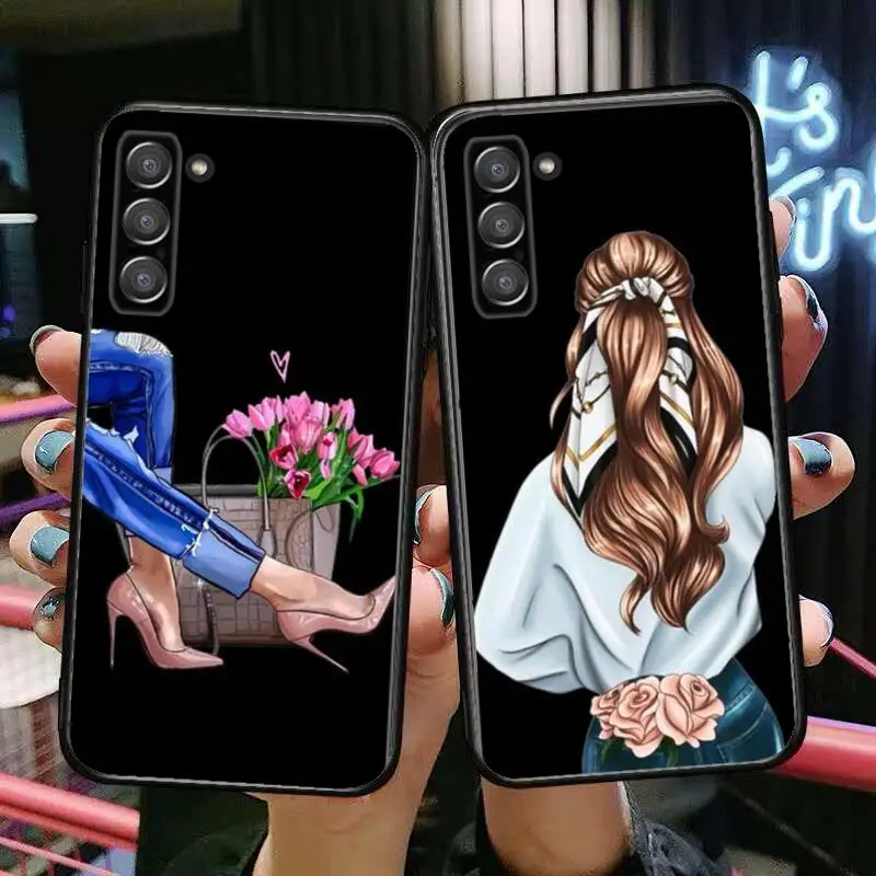 Чехол на высоком каблуке с цветочным рисунком для SamSung Galaxy s6 s7 S8 S9 S10E S20 S21 S5 S30 Plus S20 fe 5G Lite Ultra Edge