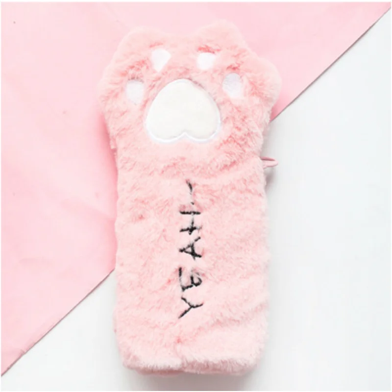 Moe 고양이 발 연필 가방, 학생용 대용량 문구 가방, 귀여운 봉제 고양이 발 가방, 귀여운 가을 및 겨울
