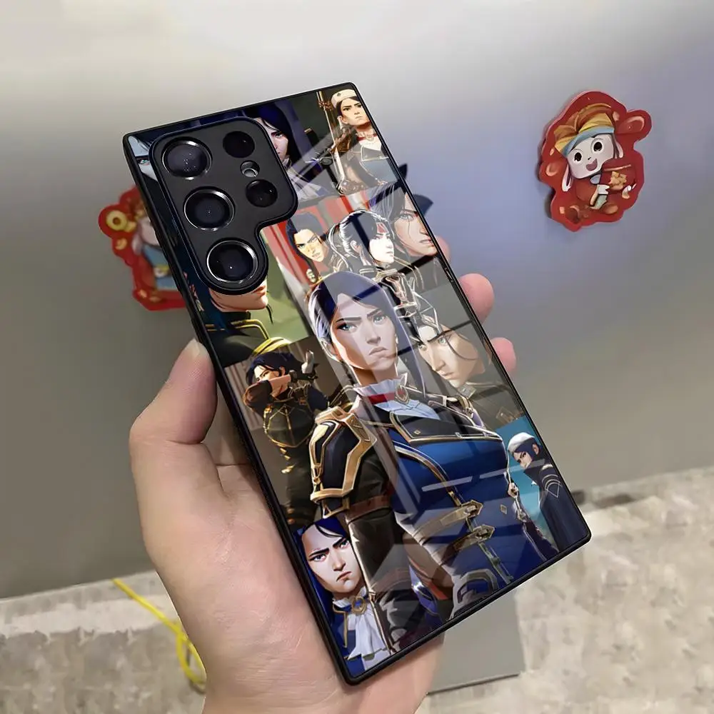 Arcane Vi and Caitlyn Themed Glass Phone Case