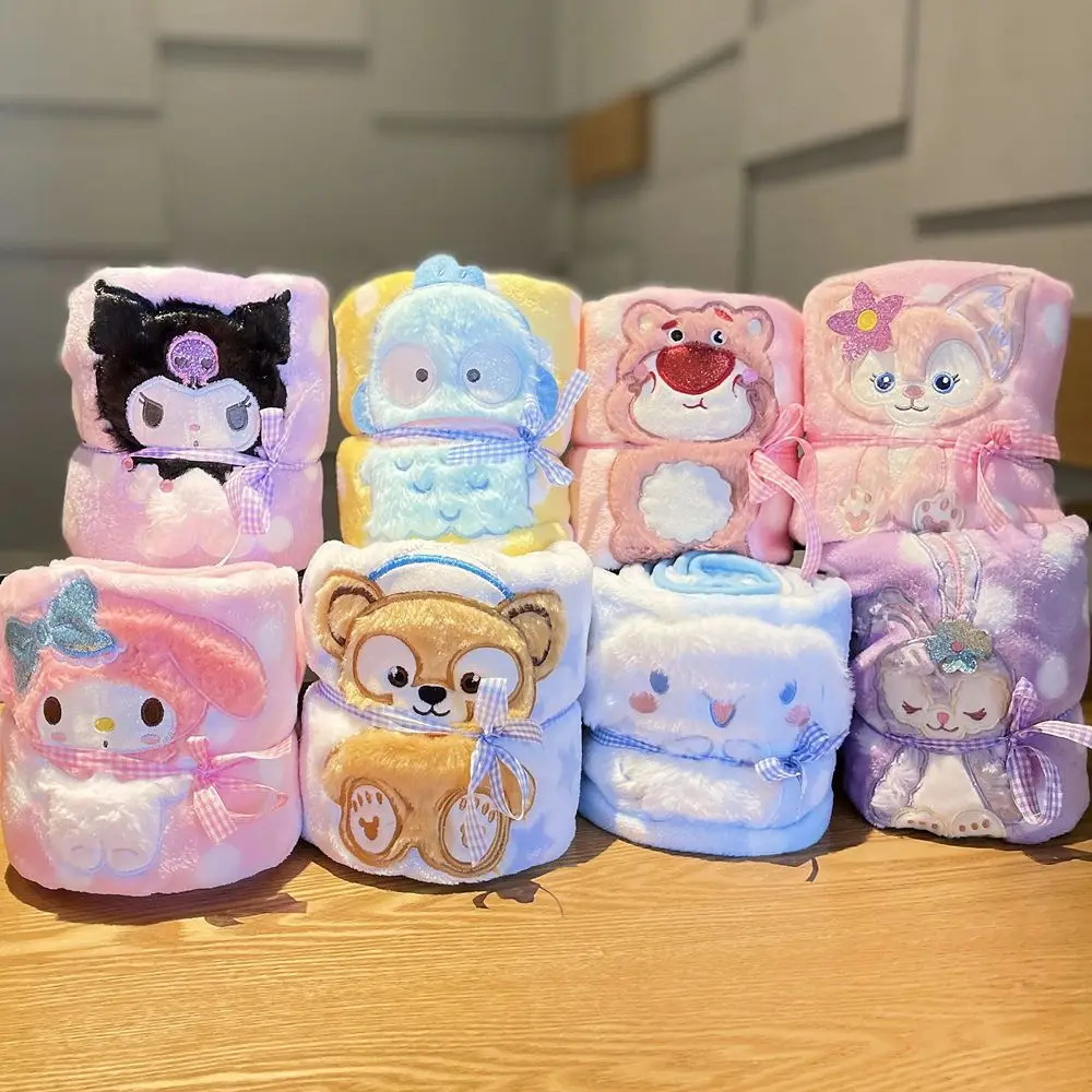 

Sanrio Kuromi Melody Cartoon Coral Plush Blanket Girl Heart Air Conditioning Blanket Casual Portable Roll Blanket Gift for Kids