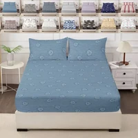 100% Polyester Cartoon Bedding Fitted 1pc Sheet and 2pcs Pillowcases Set Elastic Band Around Mattress Cover King Size Bed Cover 1