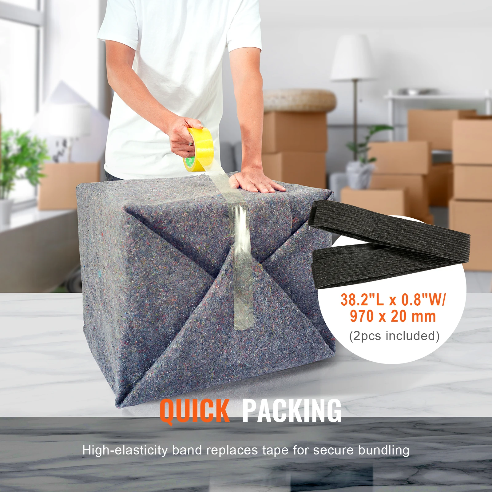VEVOR 12/24 Packs Moving Blanket Recycled Cotton Heavy Duty Packing Shipping Mover Pads for Protect Furniture Floors Appliances 5