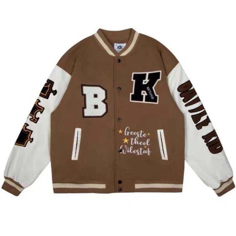 Бейсбольная куртка в стиле ретро для мужчин и женщин из искусственной кожи с