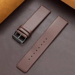 Elegant Genuine Leather Watchband - Premium Business Strap for Men & Women, Multiple Sizes and Colors Available (Brown - Black)