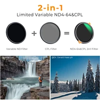 K&F Concept Nano-X Series ND4-64 Variable ND Lens Filter & CPL Polarizers Filter 2-in-1 With 28 Layer Coatings 67mm 77mm 82mm 2