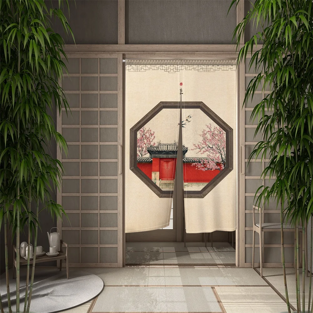 Chinese Style Scenery Door Curtain Landscape Ink Art Painting Curtain Living Room Japanese Doorway Entrance Hanging Half-Curtain 3