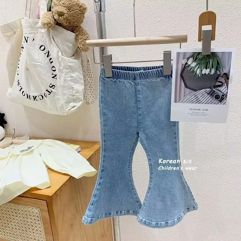 

Kids Girls Jeans 2023 Spring New Childrens Wear Baby Girls Fashionable Flare Pants Spring and Autumn Long Pants 2 3 4 5 6 7 T