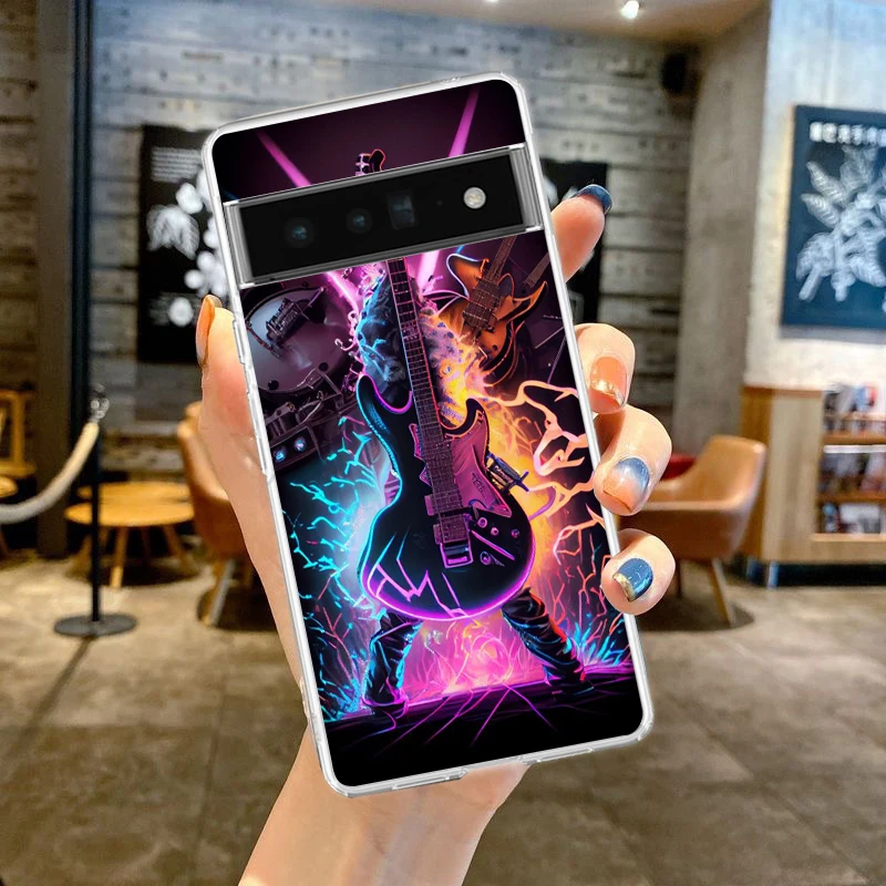 Guitar Music Art Shockproof Transparent Phone Case Cover