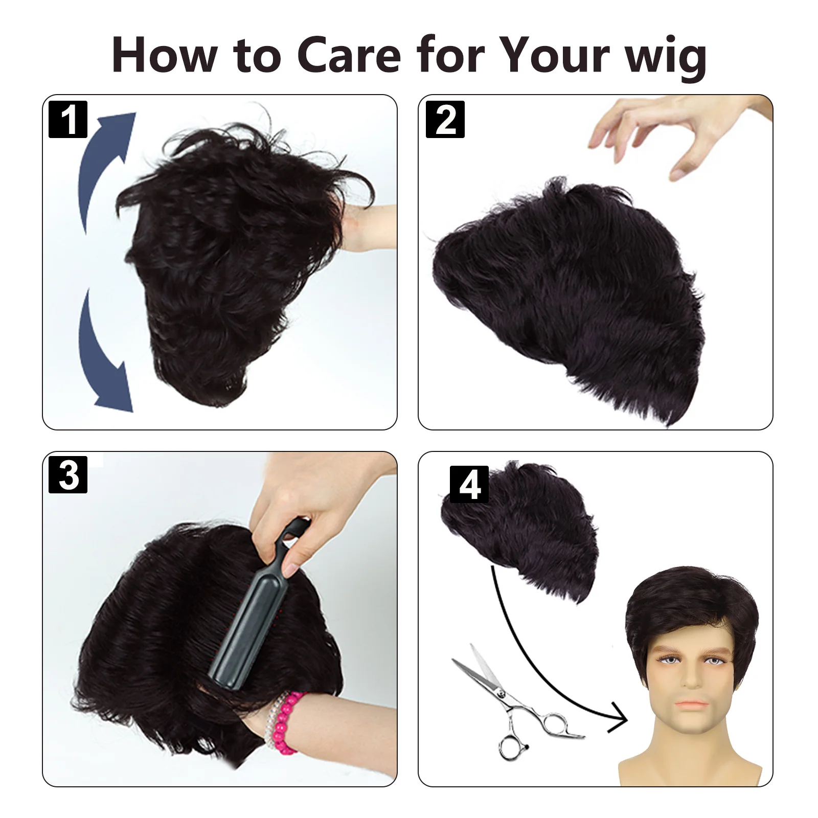 Synthetic Men Wigs Short Silver Gray Wig Synthetic Heat Resistant Natural Halloween Cosplay Christmas gifts Hair Wig - 6