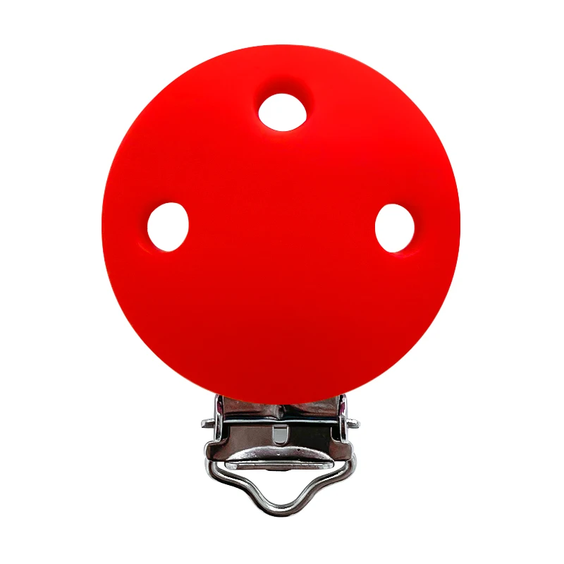 1pcs Round silicone Pacifier Clips solid No-Rusty Silicon Beads DIY Baby Chew Dummy Chain clasps Adapter