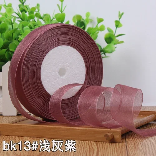 High-Density Organza Satin Ribbon for Crafts and Decoration, 15mm Width, 45 Meters