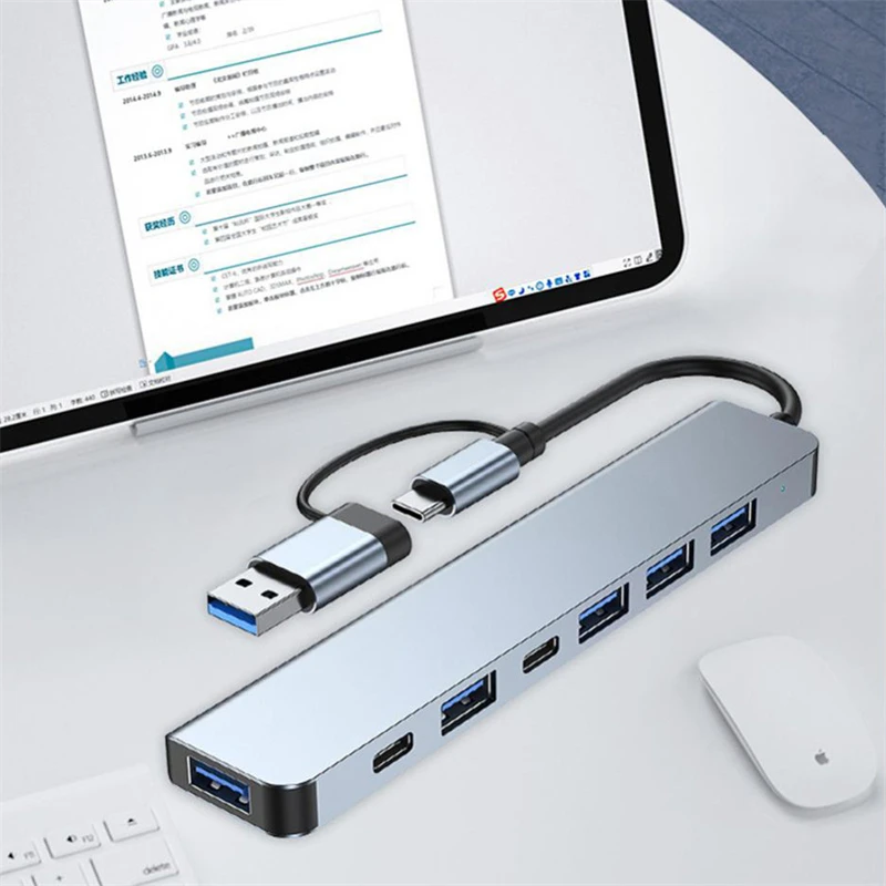 USB C Hub 7 Ports USB Type C to 3.0 Dock Station Splitter Adapter for MacBook Pro iPad Pro Samsung Galaxy Note Hub