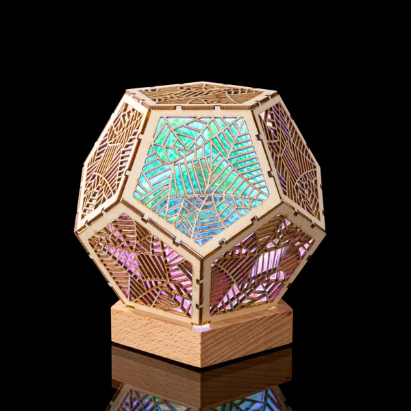 LED 七彩十二面体夜灯波西米亚极地星星口音灯投影仪-10