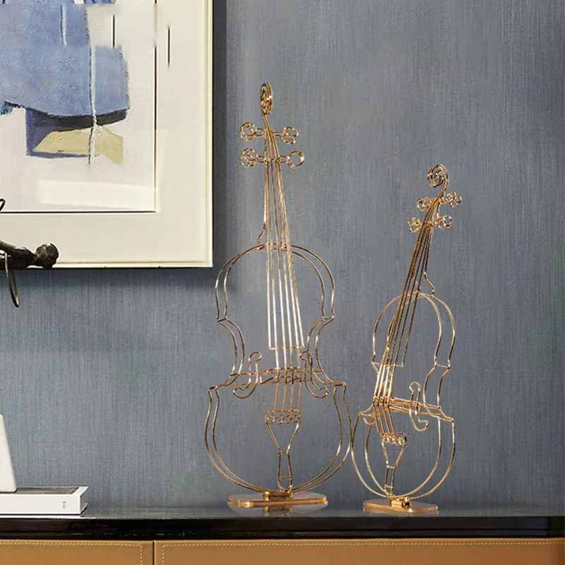 

Creative golden violin ornaments European-style modern home creative style design living room TV cabinet decorations art crafts