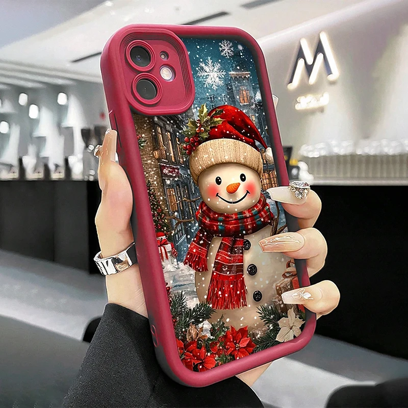 Festive Christmas Snowman Illustration Phone Case Cover