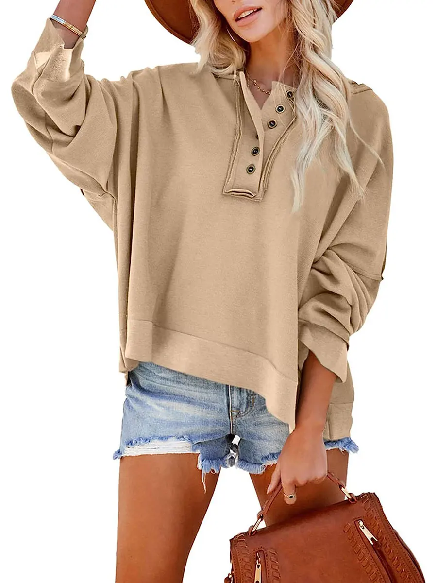 

Douhoow Women's Crop Hoodies Oversized Button Down Long Sleeve Loose Sweatshirts Spring Autumn 2000s Pullover Hooded Tops