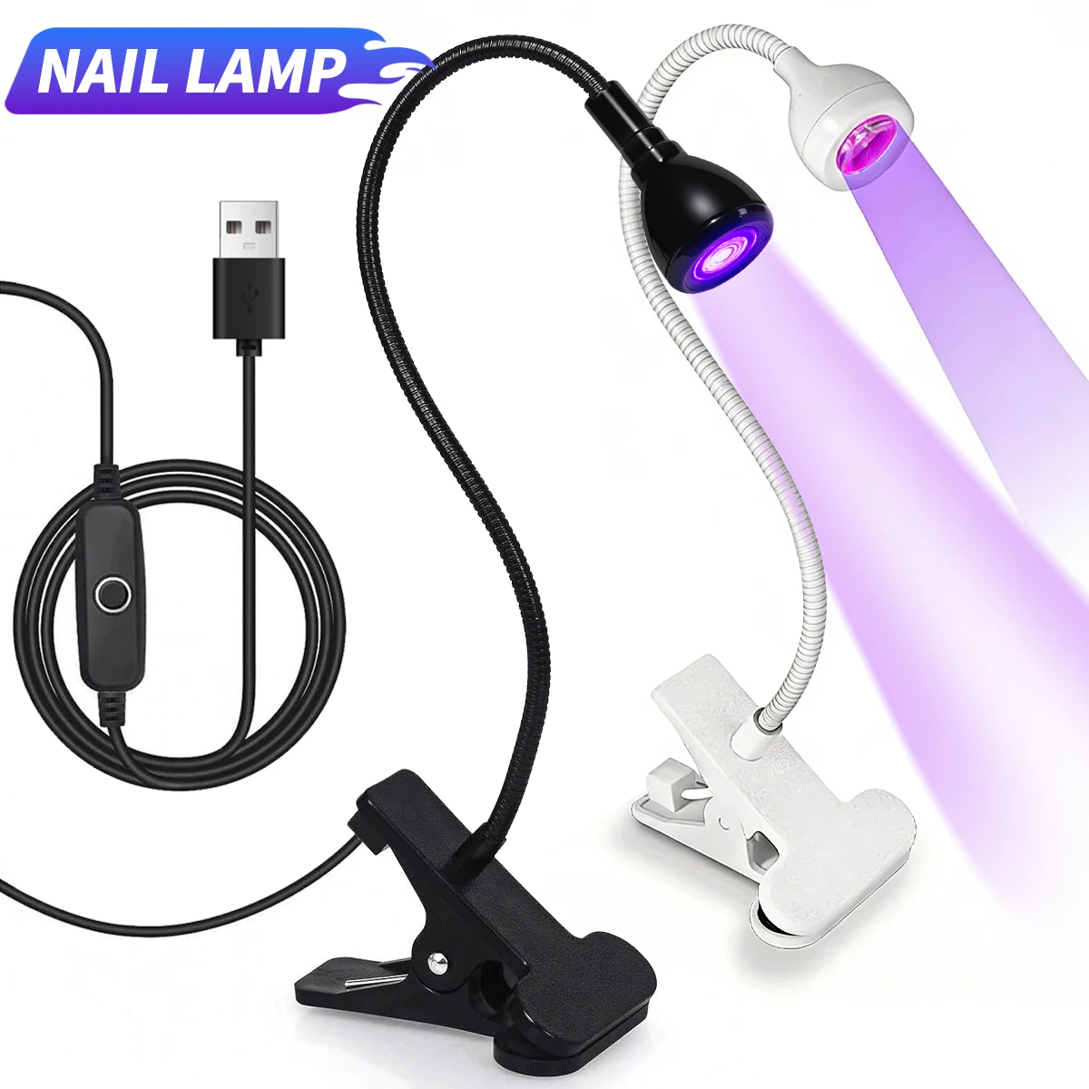 LINMANDA 미니 UV 네일 램프 젤 네일에 적합한 유연한 구즈넥 튜브와 클립이 있는 휴대용 네일 건조기 가정용으로 이상적