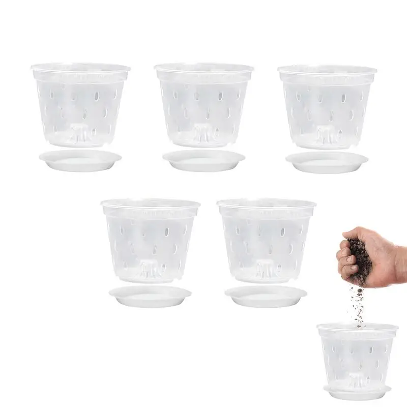 

Orchid Pots For Repotting 5pcs Transparent Draining Pots For Succulents Breathable Garden Pots For Flower Rose Orchids Pansies
