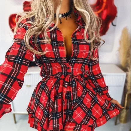 Summer Jumpsuit Women Clothing Streetwear Fashion Versatile 2024 Long Sleeves Checkered Shirt Y2k Jump Suits Shorts for Female