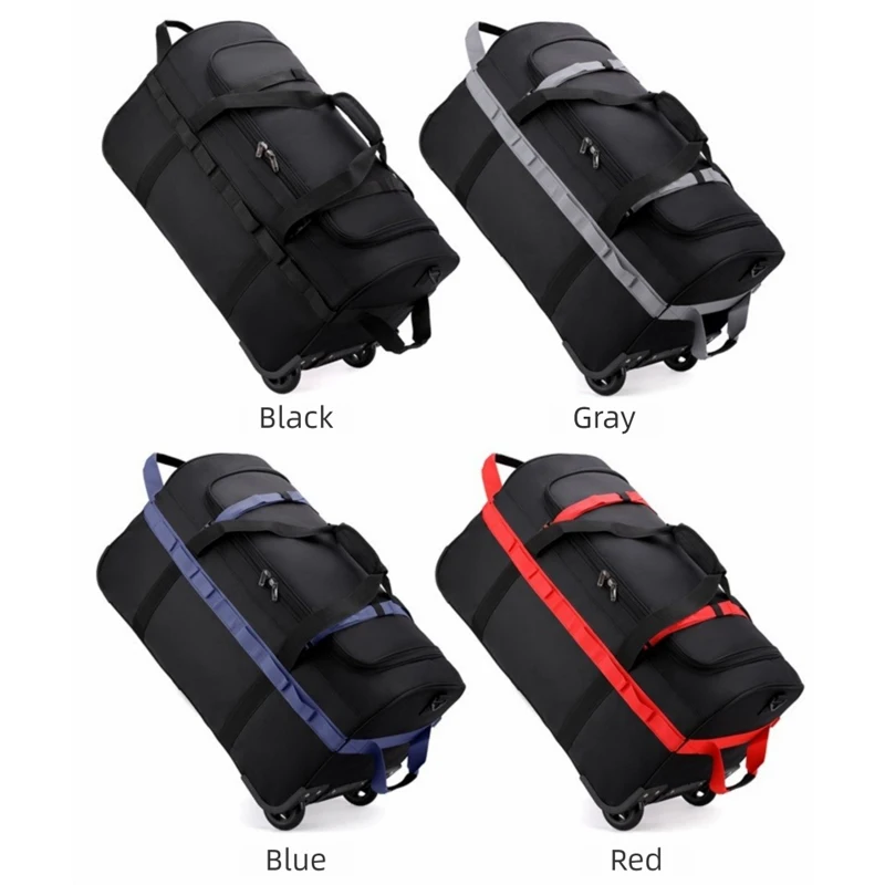Heavy-duty Wheeled Duffel Bag Foldable Rolling Luggage Water-resistant_voghion.com