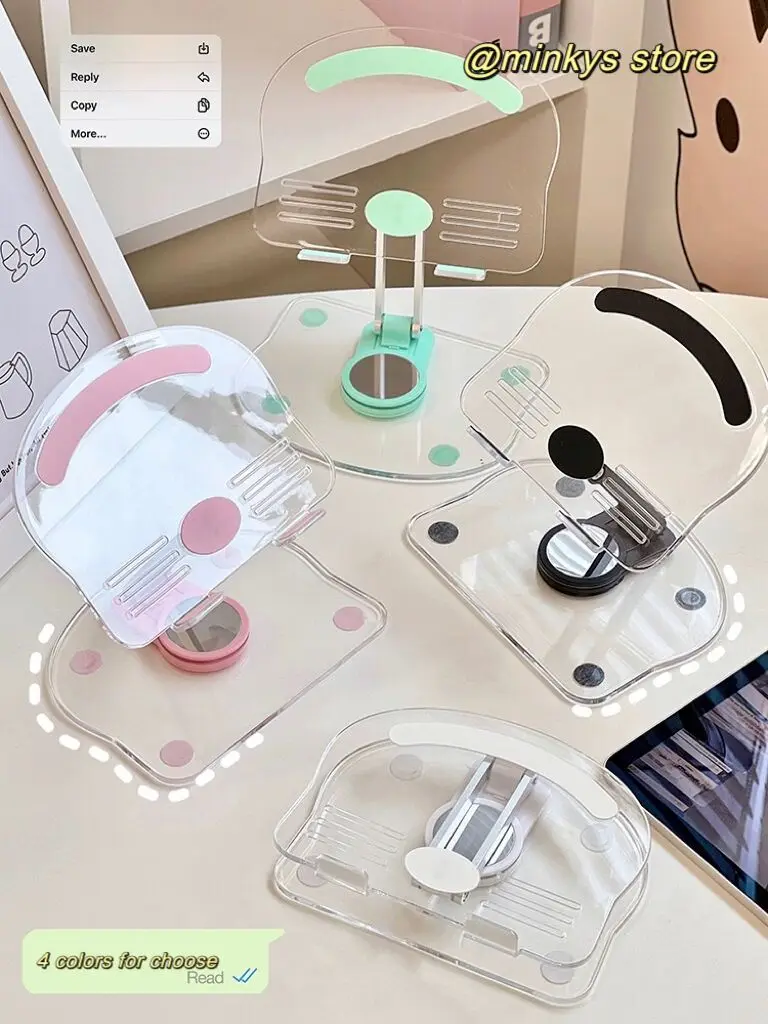 Minkys-suporte Portátil Dobrável para Ipad Kawaii Rotação de 360 Graus Suporte Ajustável do Telefone Tablet pc - Imagem 4