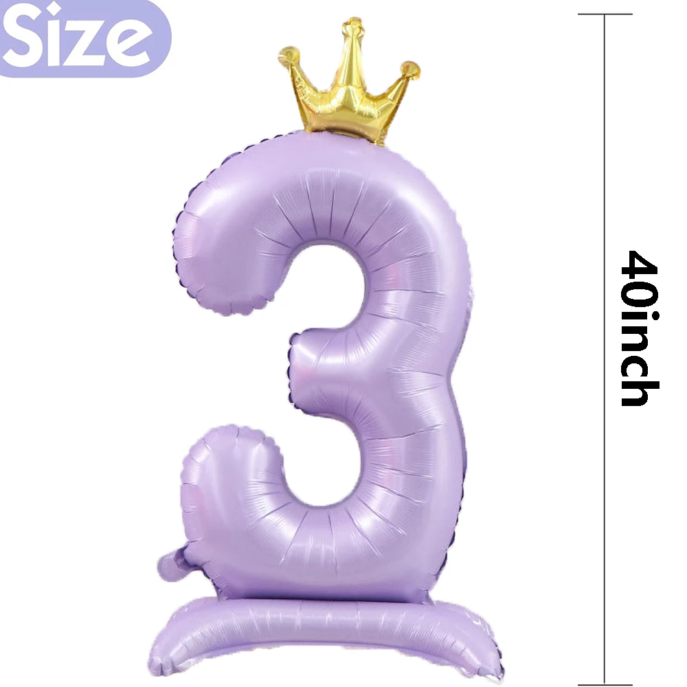 42inch Standing Foil Number Balloon Crown Digital Balloons Girl Birthday Party Decor Wedding Party Supplies