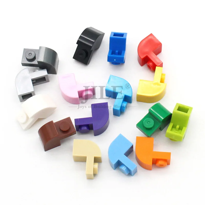 50pcs MOC 빌딩 블록 슬로프 곡선 2x1x1 1/3 Recessed Stud 6091 DIY Enlighten Bricks 호환 조립 입자