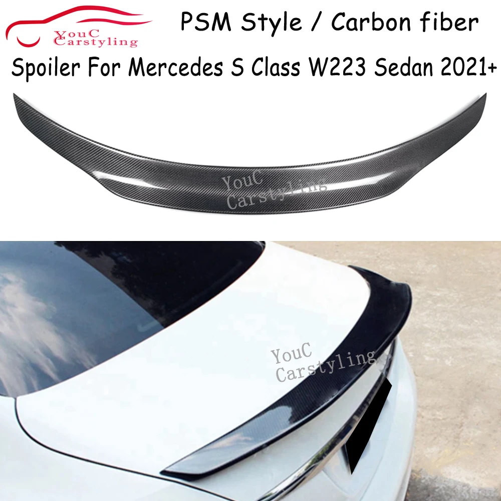 

W223 PSM Style Carbon Fiber Trunk Boot Lip Spoiler For Mercedes S Class W223 Sedan S480 S500 S680 2021+