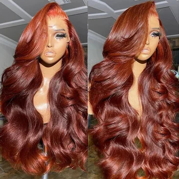 40 inch Reddish Brown HD Lace Front Human Hair Wig PrePlucked 13x4 Colored Human Hair 13x6 Lace Front Wigs Body Wave Wig 4x4 5x5 1