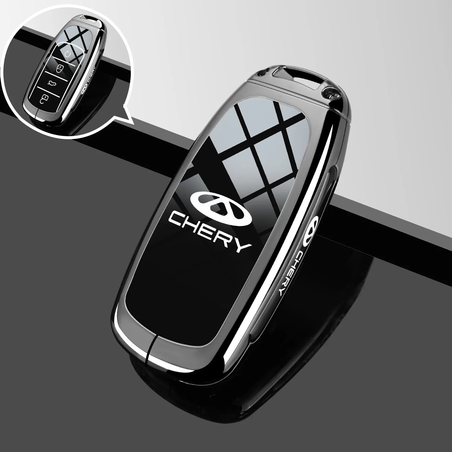 Premium Zinc Alloy Car Key Case and Keychain Accessory Set
