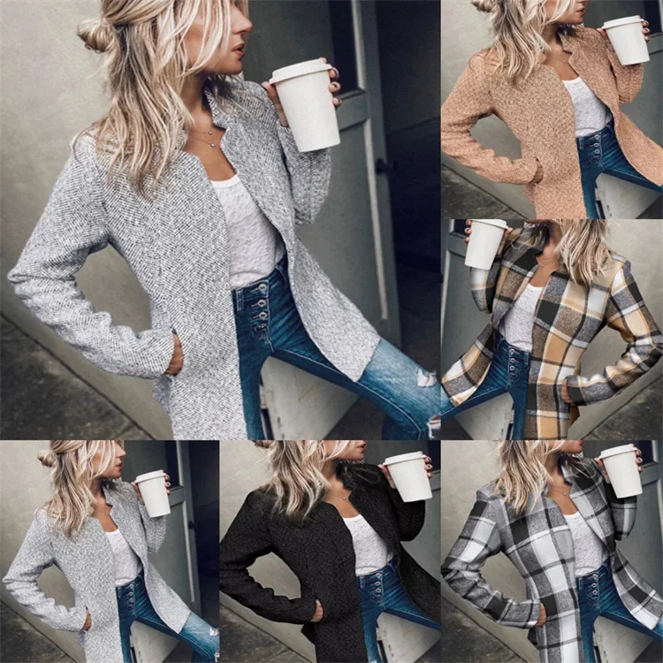 

New Arrivals New Arrivals Women's Vintage Autumn-Winter Temperament Spring And Autumn Long Sleeve Stand-Up Collar Pocket Straigh
