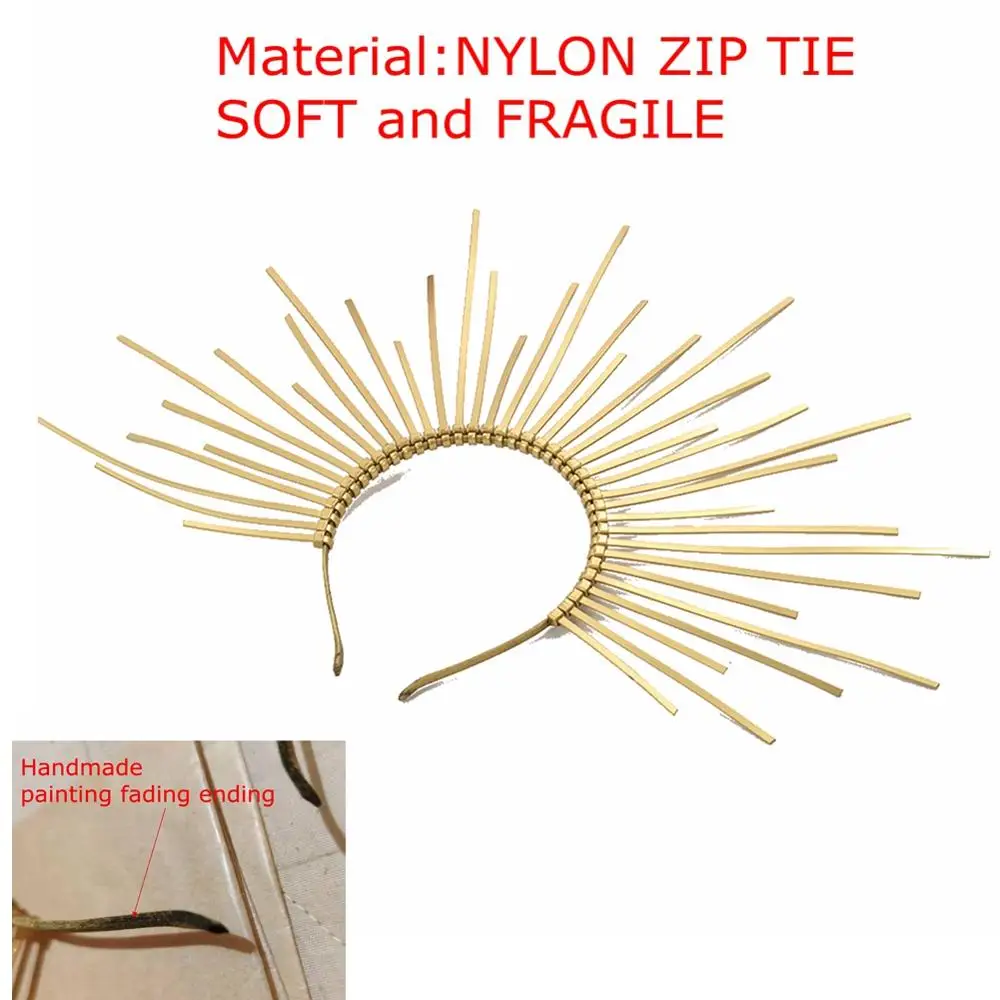 Halo Crown Spike Headpiece Goddess Sunburst Plastic Gold Met Gala Angel Goth Cosplay Accessories costume headband