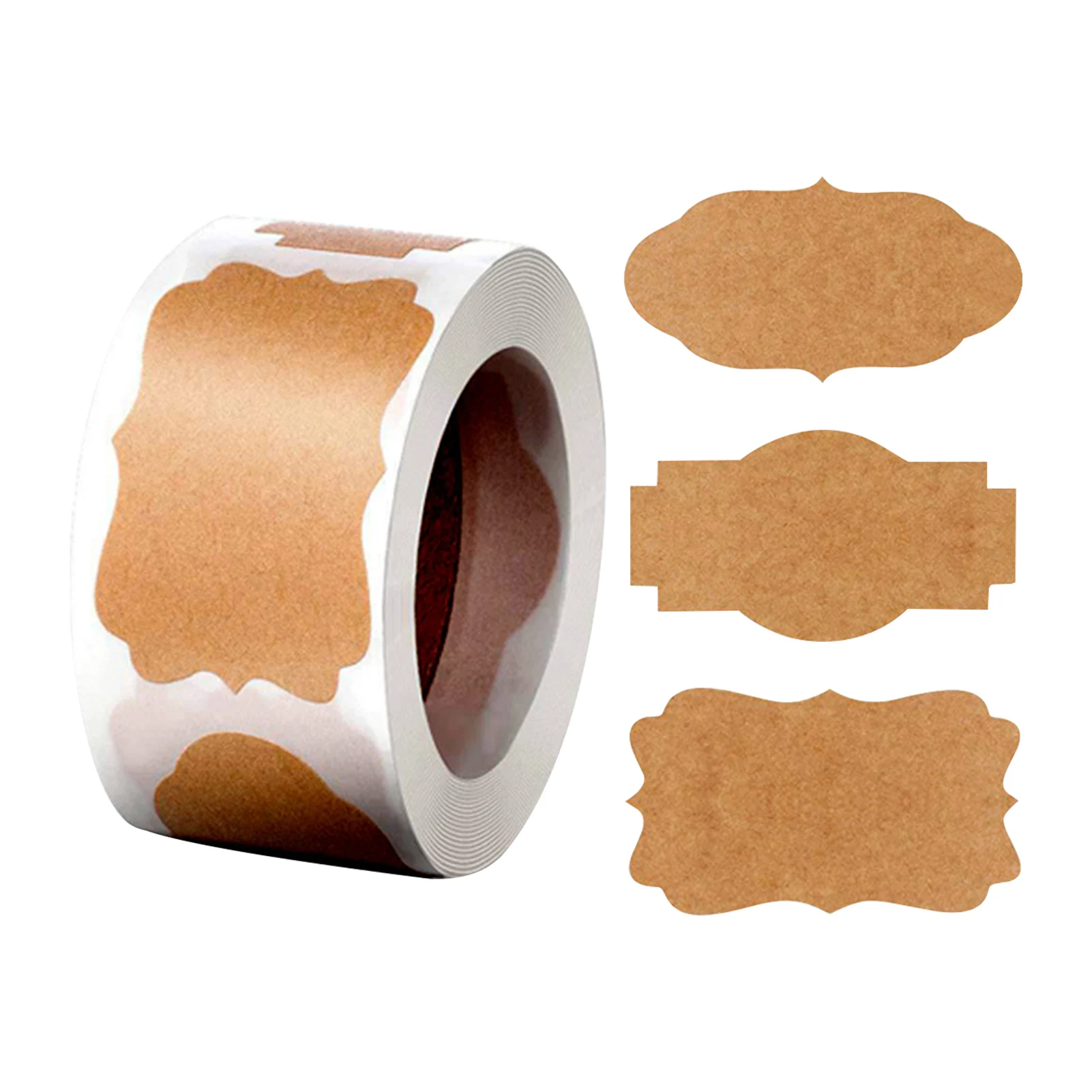 

3rolls 900pcs Home Kitchen Blank For Jars Brown Paper Vintage Gift Tags Self Adhesive School Craft Label Sticker Irregular Shape