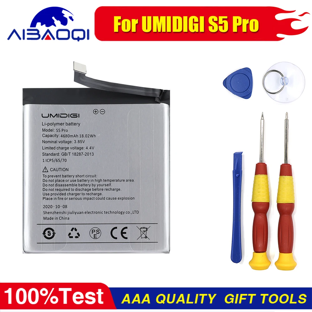 

XUNQIYI For UMI Umidigi S5 Pro S5pro Cell Phone Battery 4680mAh New Replacement Parts Phone Accessory Accumulators