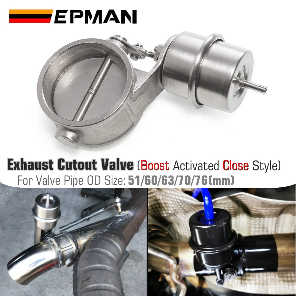 EPMAN New Boost Activated Exhaust Cutout / Dump 51mm/60mm/63mm/70mm/76mm Close Style Pressure: About 1 BAR For BMW e90