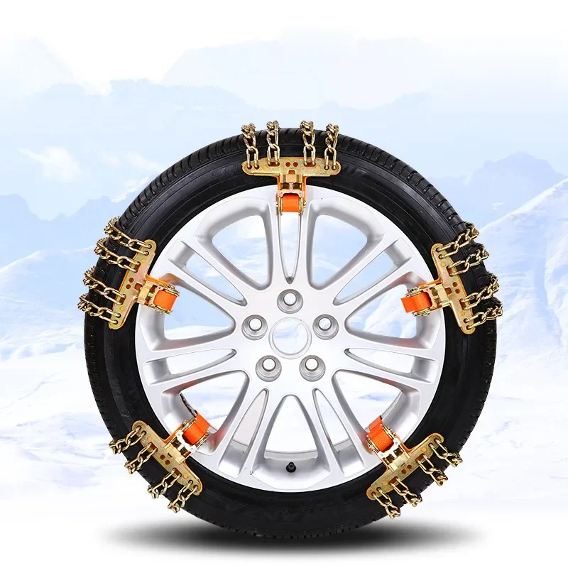 Car Tire Snow Chains 4 Bars Manganese Steel Roadway Safety Winter Emergency Snow Chain SUV Pickup Universal Chain Tyre