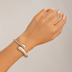 Elegant Chunky Waterdrop Open Cuff Bracelet in Gold and Silver Tones (Bangle - Silver Color)