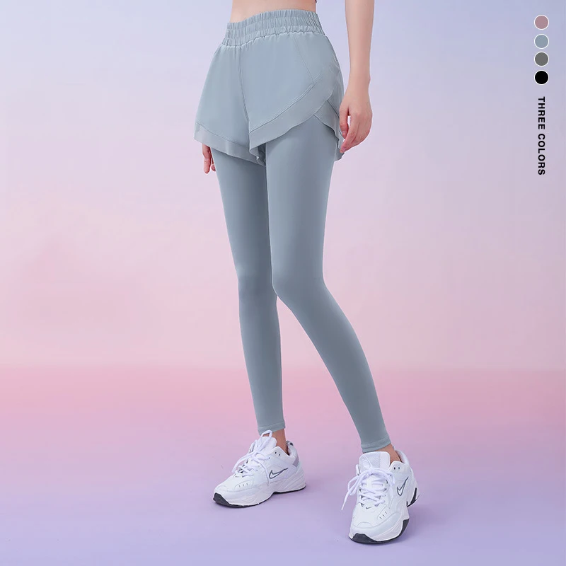 Women Yoga Pants 2 Layers Tennis Sportswear 2in1 Inner Pocket Running Training Exercise Leggings Autumn Winter Fitness Workout