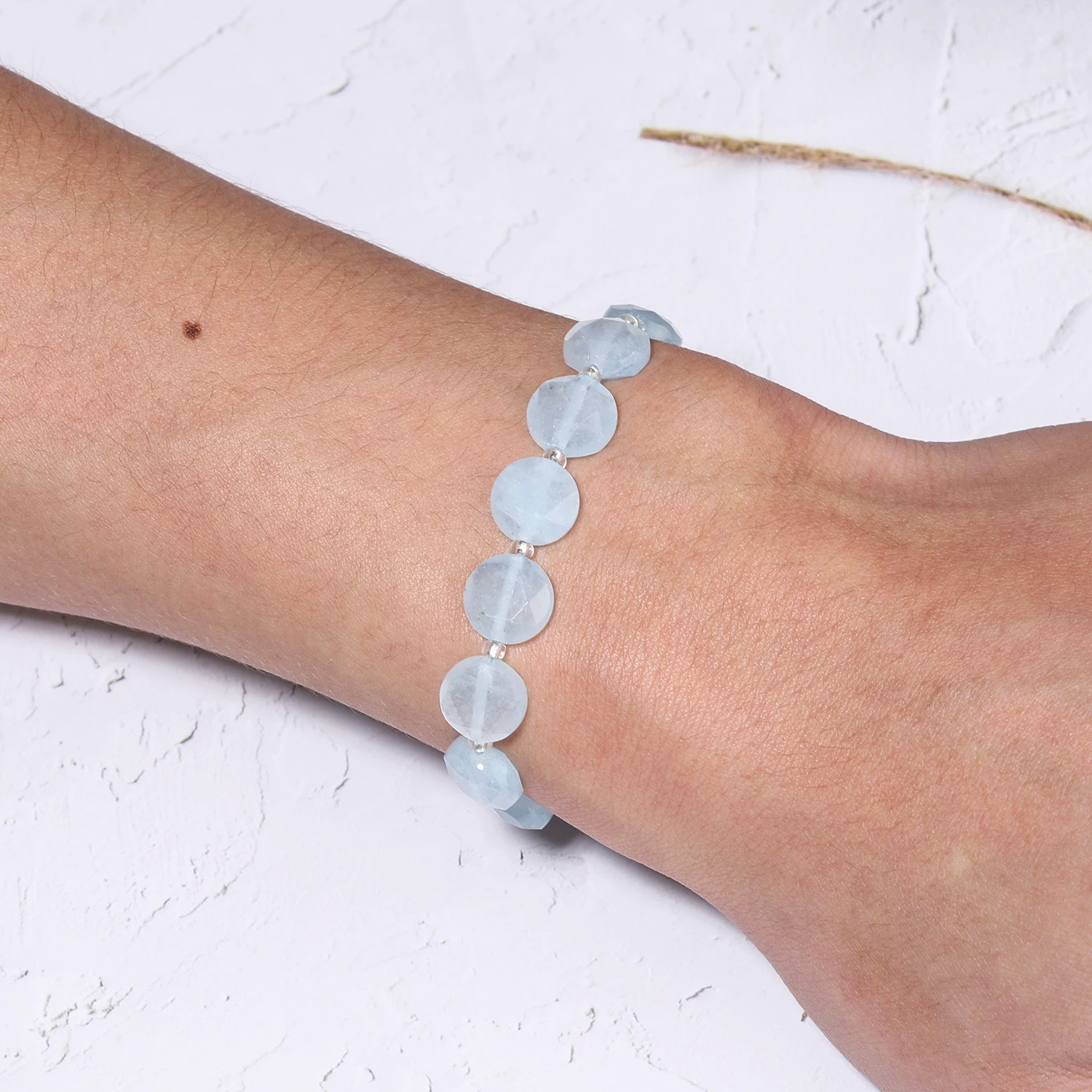 10x5mm AAA 면처리된 코인 천연석 블루 아쿠아마린 비즈 론델 스페이서 비즈 쥬얼리 제작 DIY 참 장식 팔찌 15인치