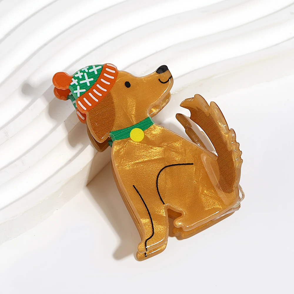 Weihnachten Hund Acryl Cartoon Shark Haar Clip Klaue Für Frauen Mädchen Trendy Pferdeschwanz Barrettes Festival Geschenk Haar Zubehör Werkzeug – Detail 4