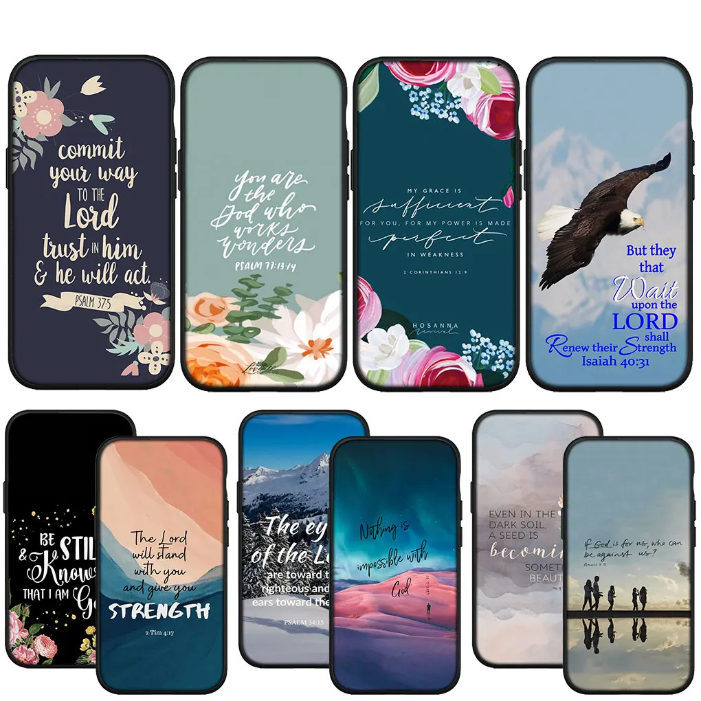 Versetto Della Bibbia Christian Strength God Spring Case Per Iphone 14 13 12 Mini 11 Pro X Xr Xs Max 6 7 8 Plus 6S + Se 2020 Custodia Per Telefono