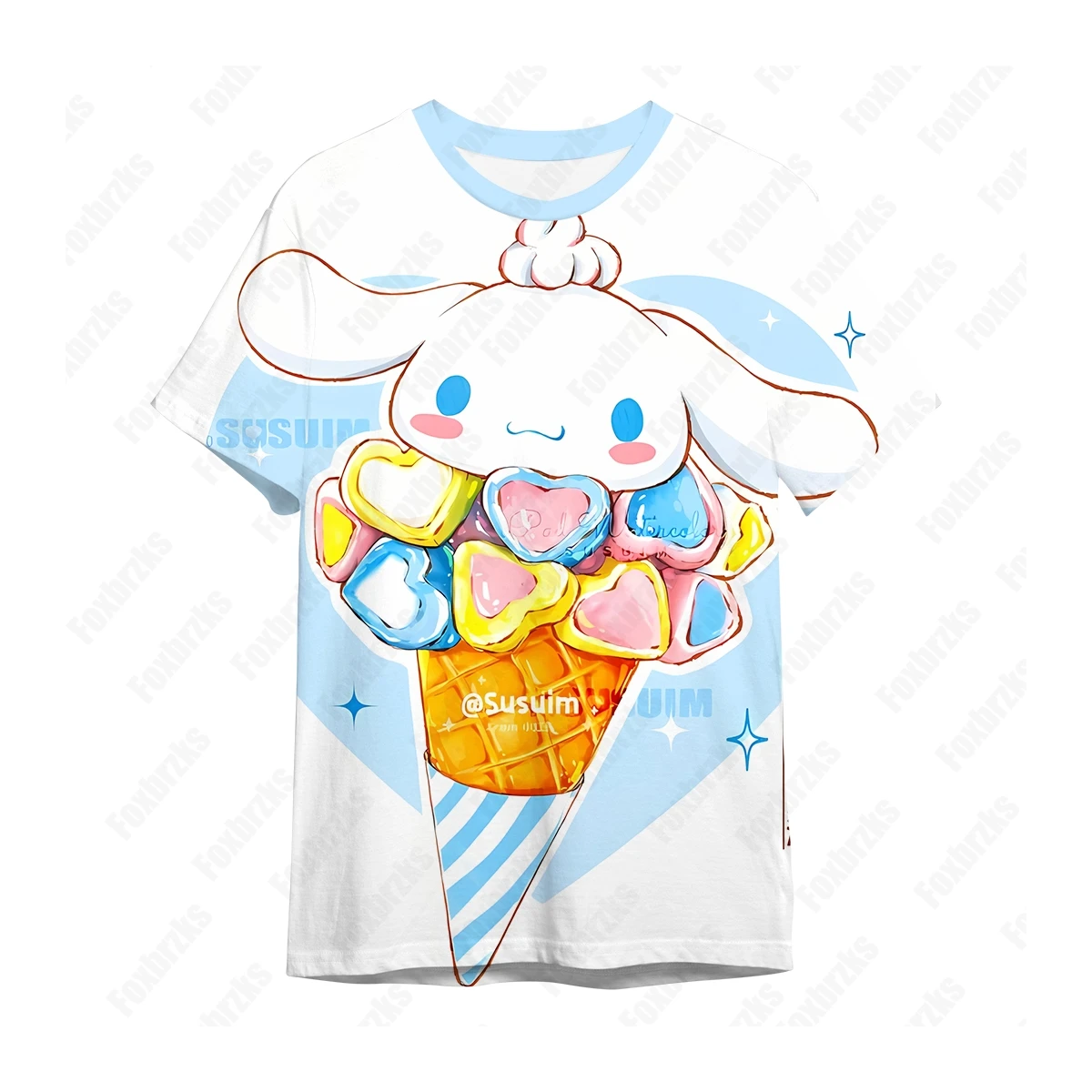 

Футболка Sanrio мужская оверсайз, трендовая рубашка с рисунком аниме, стильная детская футболка в стиле Харадзюку С лаурелом, Y2k