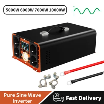 Houli อินเวอร์เตอร์พลังงานแสงอาทิตย์5000W 6000W 7000W 10000W ตัวแปลงไฟฟ้า12V ถึง220V DC เป็น AC PURE sine Transformer 50Hz ยุโรปซ็อกเก็ต 1